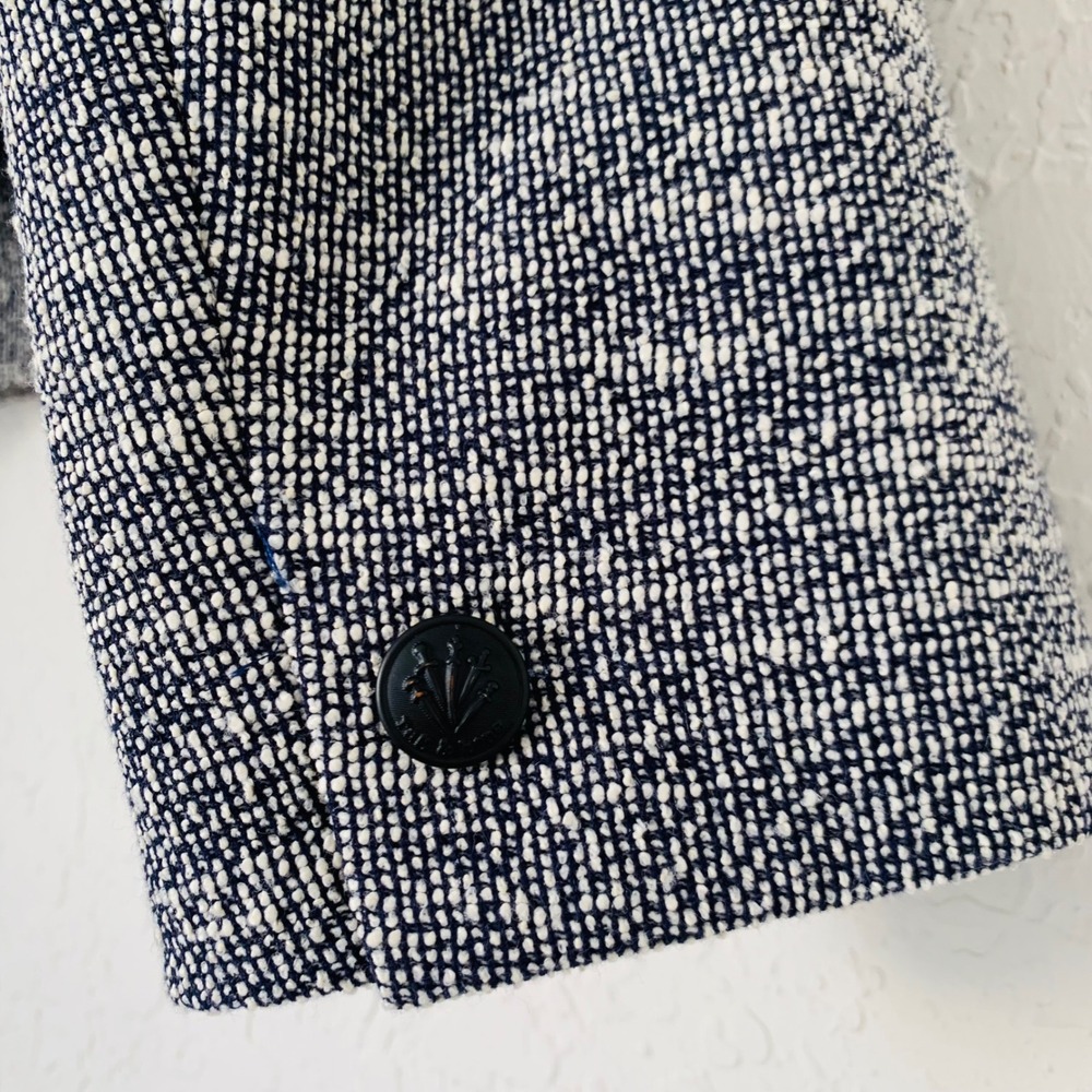 Rag‎ & Bone Blazer Women 12 Navy White Cropped Tweed Double Breasted Office Chic - Picture 13 of 14